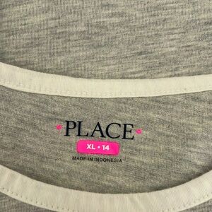 Gray and White Long Sleeve Top